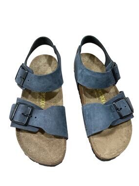Birkenstock Blue Nubuck Leather Comfort Sandals Heel Strap EU 37 US 6